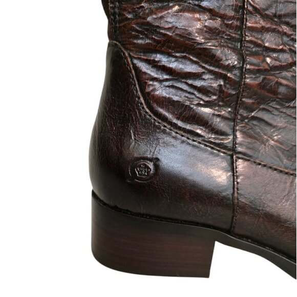 Born Brown Cort Crackled Leather Knee High Riding Boots Sz 6 - Picture 5 of 13